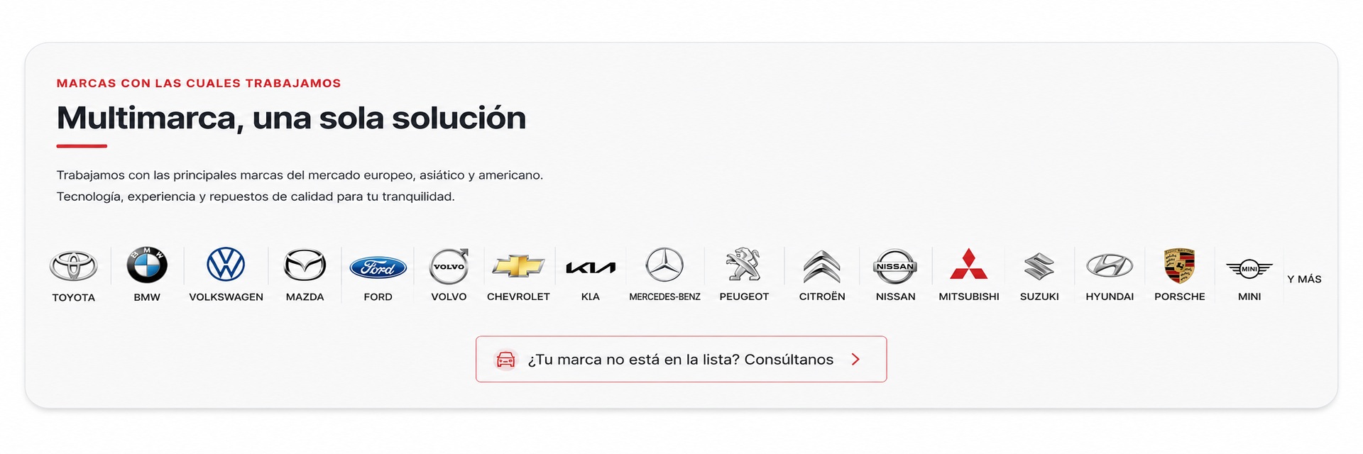 Marcas atendidas por ASN Automotriz
