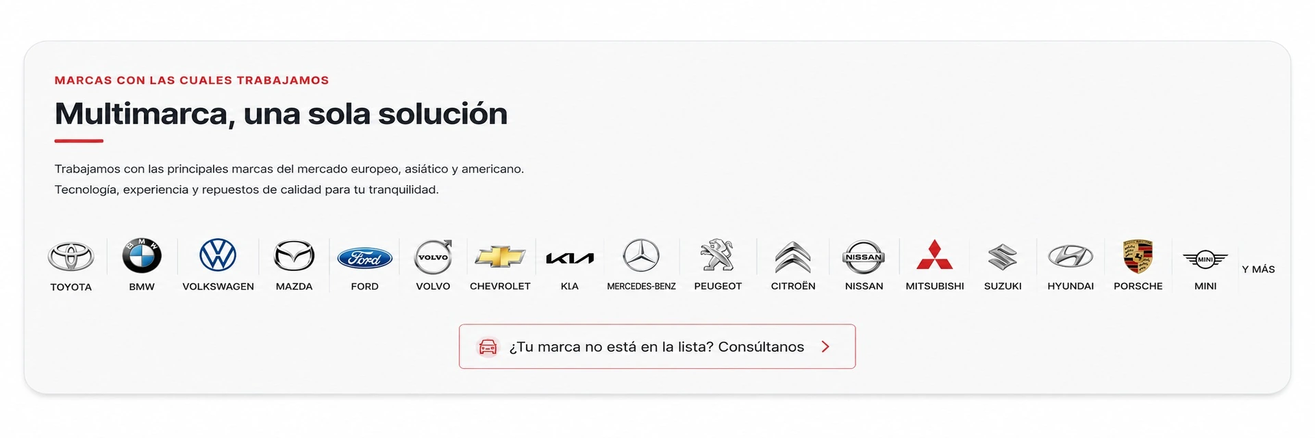 Marcas atendidas por ASN Automotriz